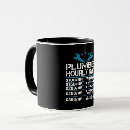 Mug Plumber installer fitter Funny Hourly Rate vend id (Devant gauche)