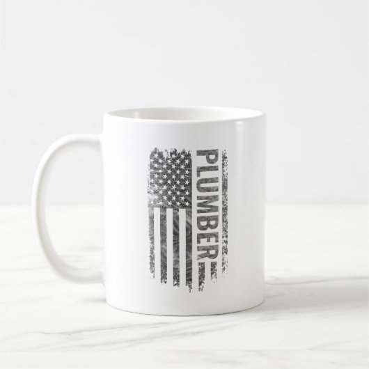 Mug Plumber USA Flag Distressed design (Gauche)