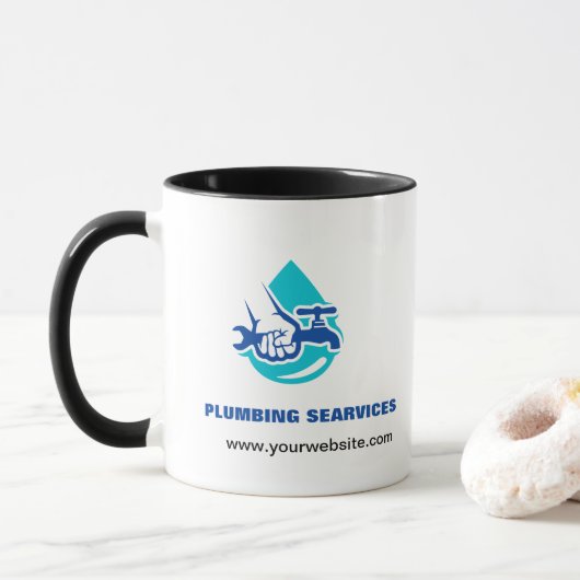 Mug Plumbing Service Water Drop Logo Plumber Business (Avec donut)