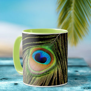 Mug Plume de paon glamour noir