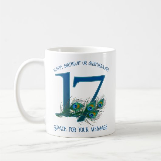 Mug Plume de paon pour 17e anniversaire ou anniversair (Gauche)