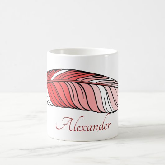 Mug - Plume et nom en rouge (Centre)
