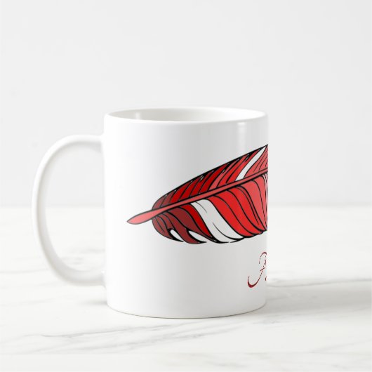 Mug - Plume et nom en rouge (Gauche)