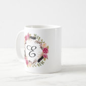 Mug Plume monogrammée personnalisée Bridesmaid Boho (Devant gauche)