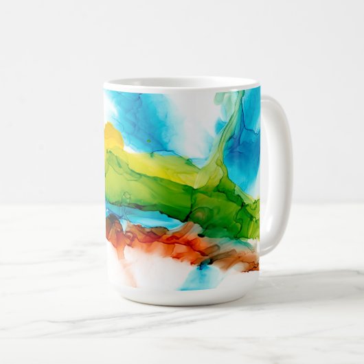 Mug Plume primaire - aquarelles (Devant droit)
