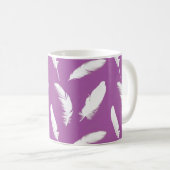Mug Plumes blanches sur Améthyste violet (Devant droit)