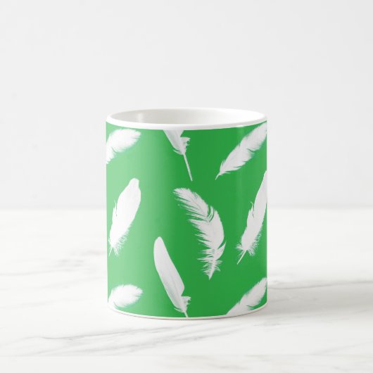 Mug Plumes blanches sur Jade Vert clair (Centre)