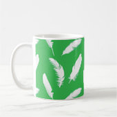 Mug Plumes blanches sur Jade Vert clair (Gauche)