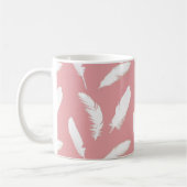 Mug Plumes blanches sur rose coquille (Gauche)