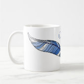 Mug - Plumes bleues et nom (Gauche)
