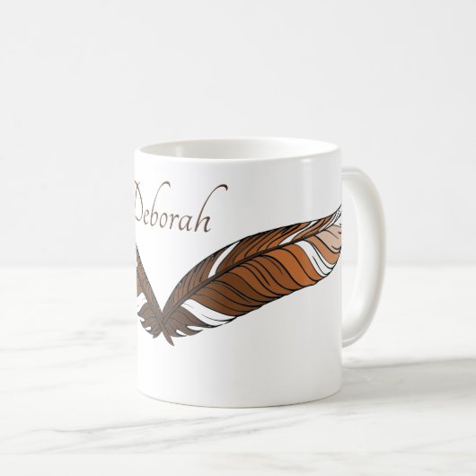 Mug - Plumes Brown et nom (Devant droit)