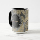 Mug Plumes chic sur argent élégant Personnalisé (Devant gauche)
