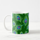 Mug Plumes de chaux et de paon bleu sur vert émeraude (Gauche)