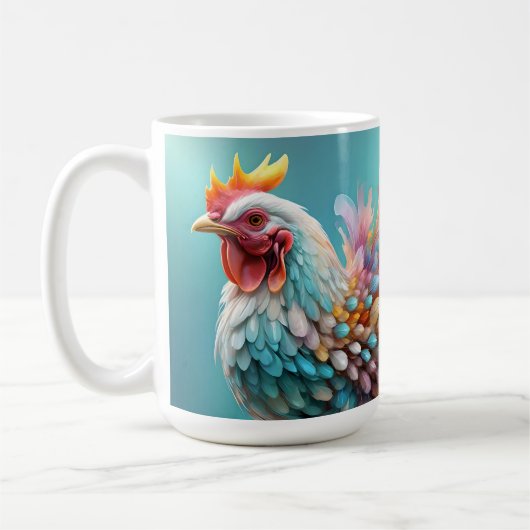 Mug "Plumes de couleur : le poulet arc-en-ciel" (Gauche)