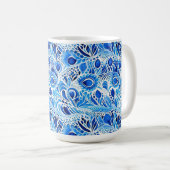 Mug Plumes de paon bleu blanc (Devant droit)