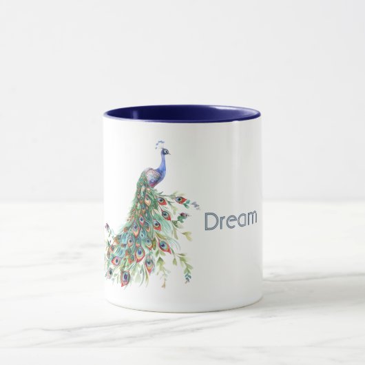 Mug Plumes de paon bleu-vert (Centre)