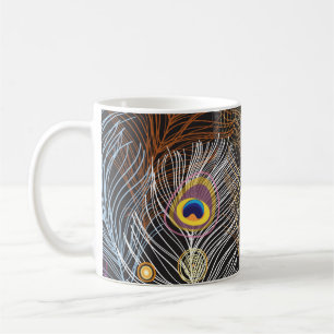 Mug Plumes de paon doré : motif foncé.
