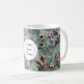 Mug Plumes de paon vert rouge   (Devant droit)