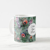 Mug Plumes de paon vert rouge   (Devant gauche)