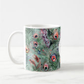 Mug Plumes de paon vert rouge   (Gauche)