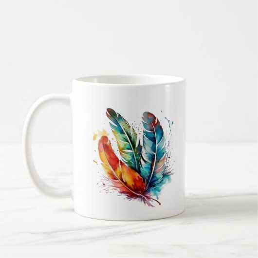 Mug Plumes d'esprit : Aquarelle vive Art (Gauche)