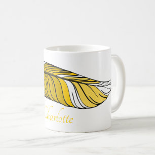 Mug - Plumes et nom en Jaunes
