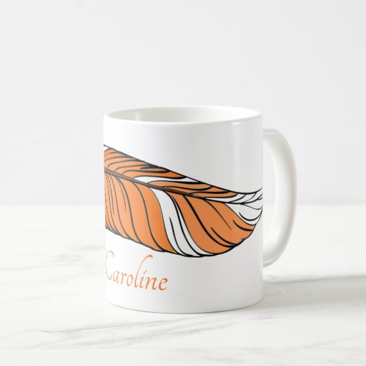 Mug - Plumes et nom en Oranges (Devant droit)