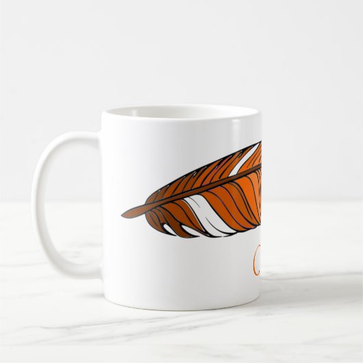 Mug - Plumes et nom en Oranges (Gauche)