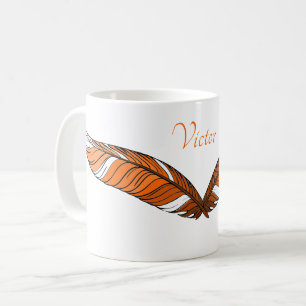 Mug - Plumes et nom orange
