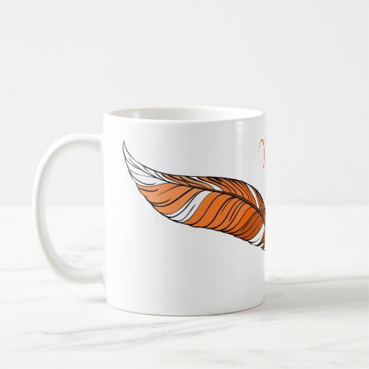Mug - Plumes et nom orange (Gauche)