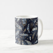 Mug Plumes Étoiles Or Bleu (Devant droit)