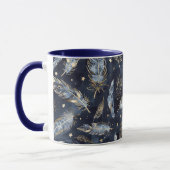 Mug Plumes Étoiles Or Bleu (Gauche)