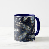 Mug Plumes Étoiles Or Bleu (Devant droit)