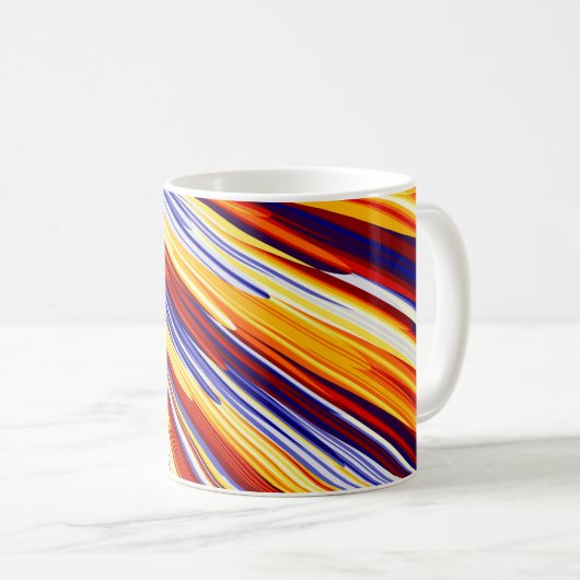 Mug Plumes géométriques Abstraites orange bleu (Devant droit)
