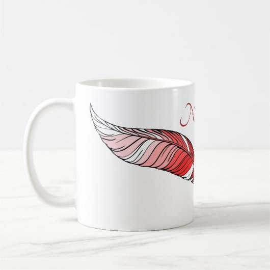 Mug - Plumes rouges et nom (Gauche)