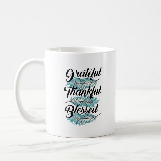 Mug Plumes turquoises reconnaissants merci aimable ore (Gauche)
