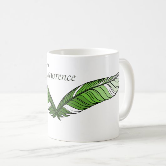 Mug - Plumes vertes et nom (Devant droit)