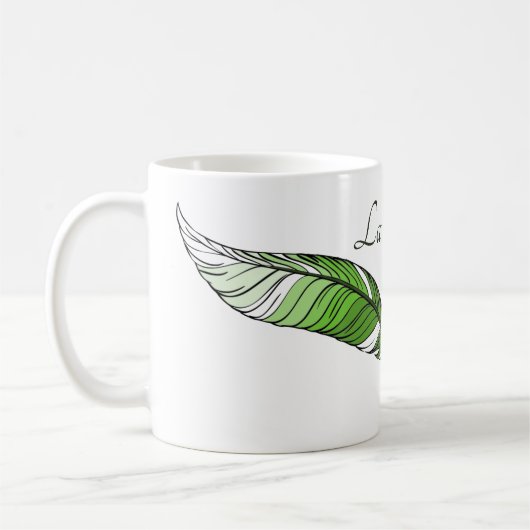 Mug - Plumes vertes et nom (Gauche)