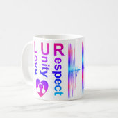 Mug PLUR (Respect de l'unité de l'amour de la paix) (Devant gauche)