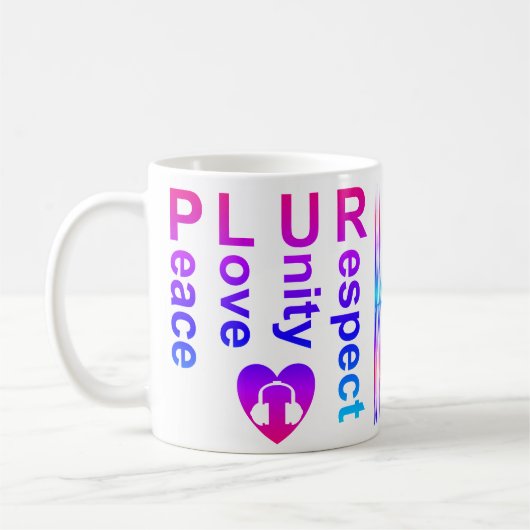 Mug PLUR (Respect de l'unité de l'amour de la paix) (Gauche)