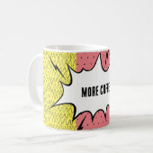 Mug Plus de café ! Bande dessinée Doodle jaune rose Pa (Devant gauche)