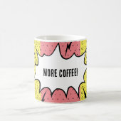 Mug Plus de café ! Bande dessinée Doodle jaune rose Pa (Centre)