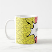 Mug Plus de café ! Bande dessinée Doodle jaune rose Pa (Gauche)