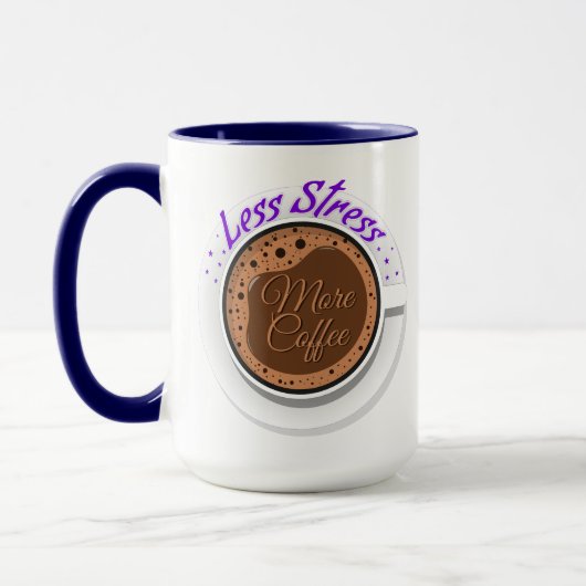 Mug Plus de café moins de stress, citation motivationn (Gauche)