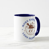 Mug Plus d'Espresso Moins de Dépression Café Rétro (Devant droit)