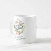 Mug plus joyeux noël aquarelle rouge baies feuillage (Devant gauche)