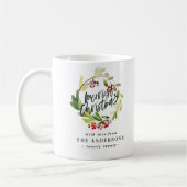 Mug plus joyeux noël aquarelle rouge baies feuillage (Gauche)