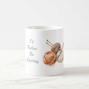 Mug Plutôt être en train de tricoter fil orange marron