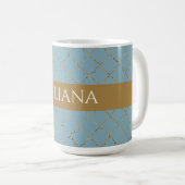 Mug Plutôt Glacial Blue Gold Quatrefoil Personnalisé (Devant droit)