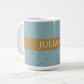 Mug Plutôt Glacial Blue Gold Quatrefoil Personnalisé (Devant gauche)
